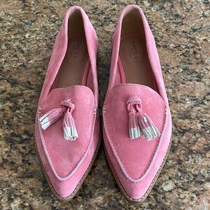 Sperry Women's Pink Suede Tassel Loafers, size 7.5